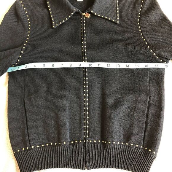 NWOT St. John Collection Gold Studded Zip Jacket - Picture 12 of 16